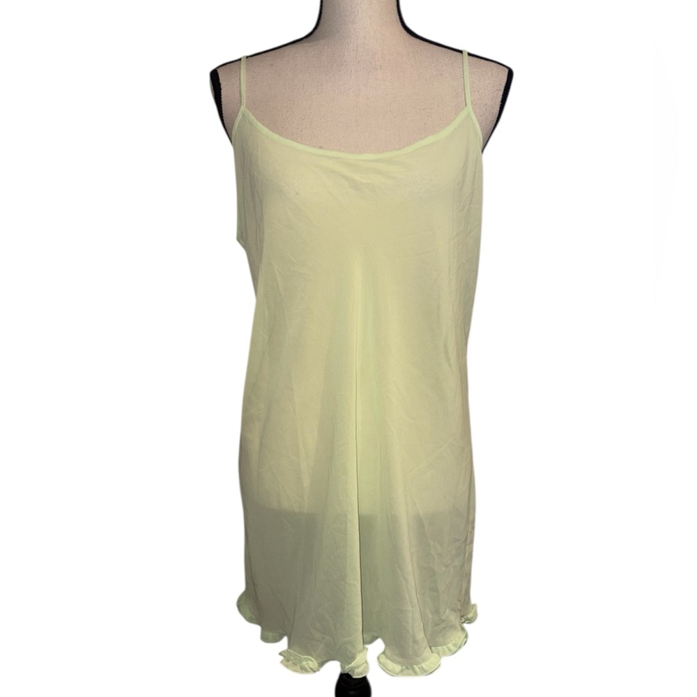 Vintage Y2K Victorias Secret Keylime Green/Yellow Sheer Slip Ruffle Detail Large - Picture 3 of 7